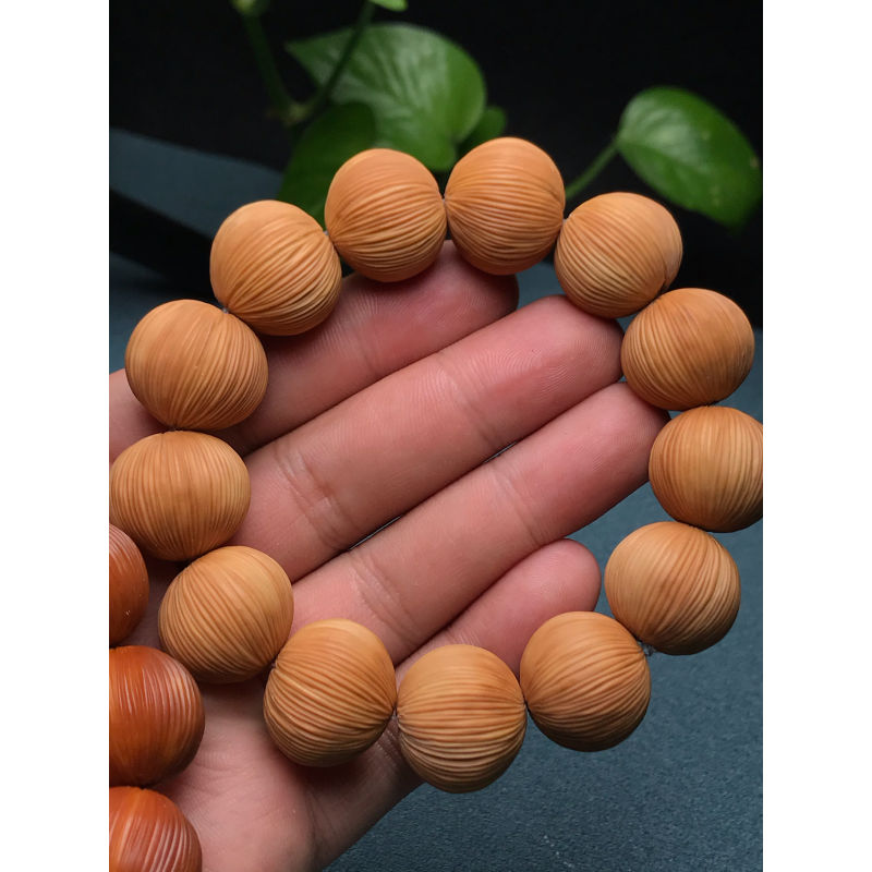 时乾 转运金丝猴头核桃手串 纯手工雕刻千丝细发 寓意招财进宝文玩