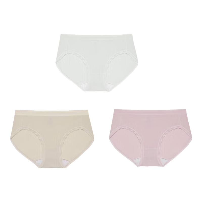ubras莫代尔女士内裤抗菌底裆白色+瓷肌色+兰花烟S