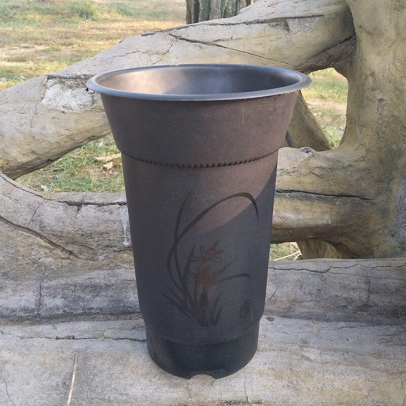 穆淳傲兰花盆新款塑料花盆兰花盆托盘磨砂面加厚型结实耐用 黑色 小