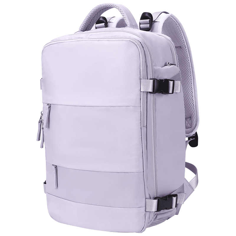 Landcase 背包旅行包女大容量双肩包15.6英寸笔记本电脑包休闲学生书包多功能短途出差旅游行李包 1637浅紫色100024327634