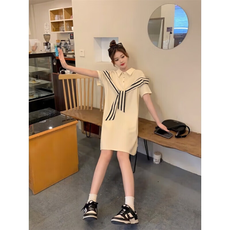 La  Chapelle拉夏贝尔大码女装连衣裙子夏天女装2024夏季新品短袖套装衣服女 黑色 2XL (建议150-190斤)