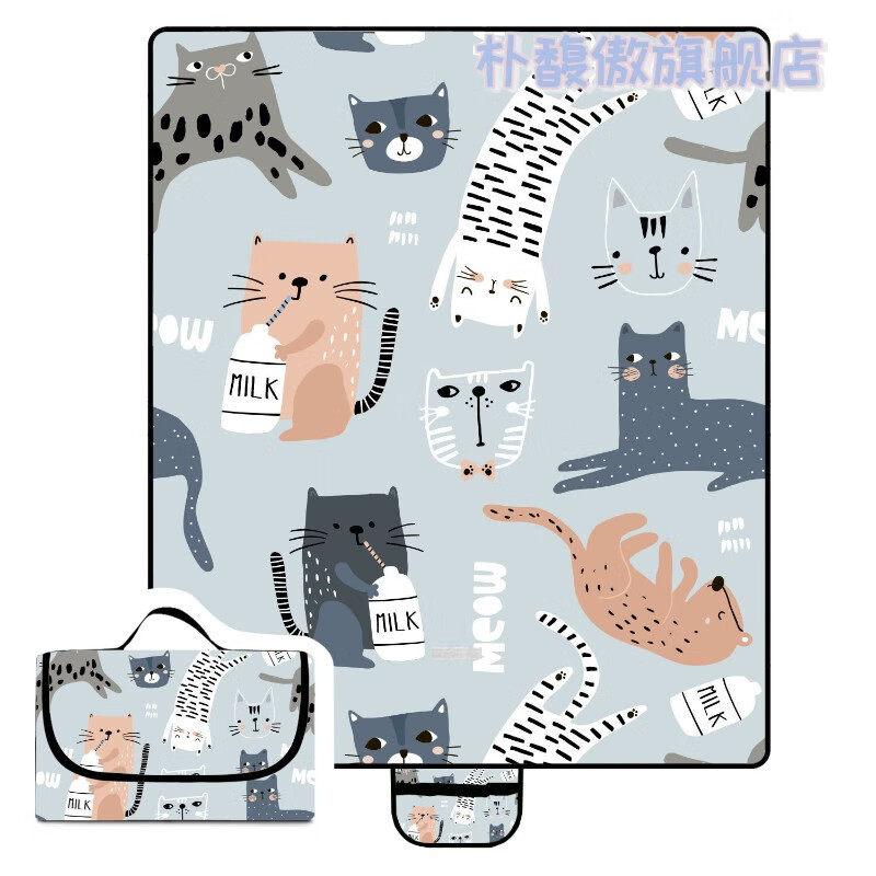 野餐垫加厚防水便携可折叠户外郊游防潮垫草坪春游露营沙滩垫 卡通猫