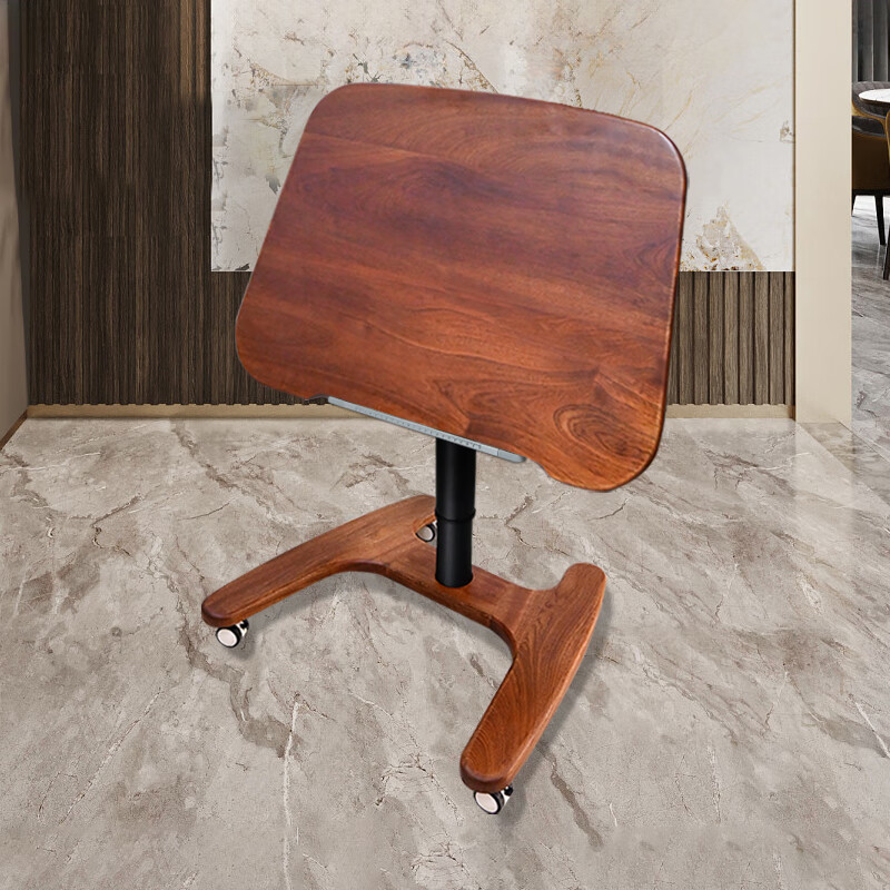 家用沙发移动办公床边桌学生学习桌子 沙比利原木色黑架(桌面翻转款)