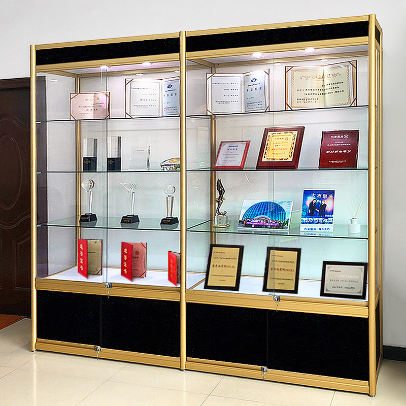 欣雪荣誉证书奖杯奖牌企业办公室展览礼品展示架陈列柜样品展示柜玻璃 120*40*200含玻璃