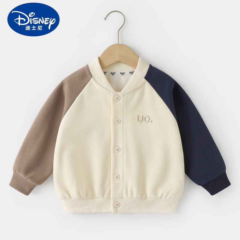 迪士尼童装男童牛奶丝棒球服外套2-9儿童针织开衫春装2024新款宝宝