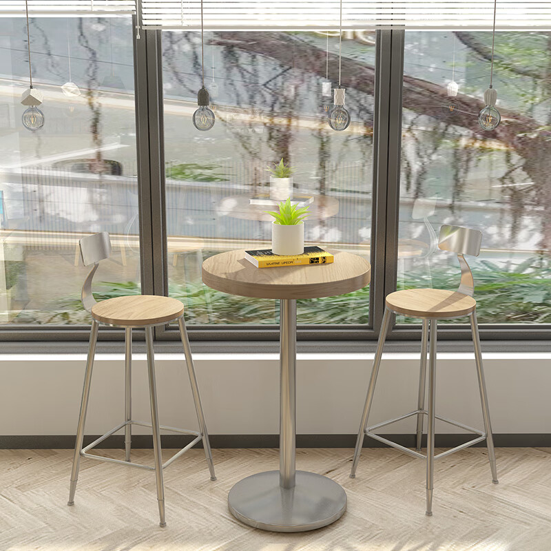 爱极客北欧实木小圆桌简约现代咖啡厅圆形吧台桌奶茶店休闲高脚桌椅组合 支持定制（联系客服另议价）属于什么档次？