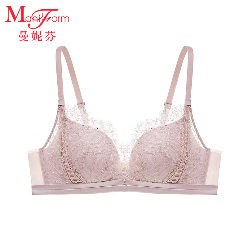 曼妮芬女士无钢圈舒适聚拢内衣性感刺绣文胸软支撑胸罩 20812352 100 粉色 75B 京东折扣/优惠券