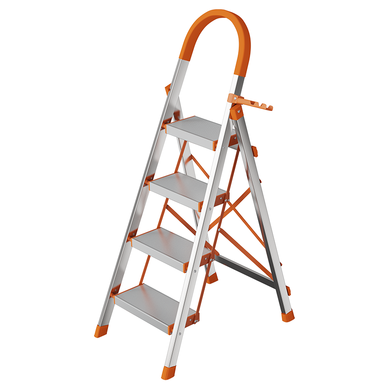 创硕 梯子家用不锈钢折叠人字梯加厚室内移动楼梯多功能伸缩爬梯小扶梯 【加厚D形不锈钢四步】