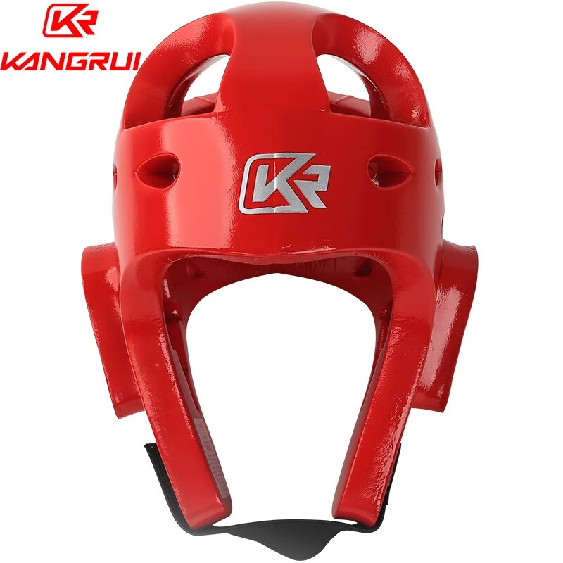 康瑞跆拳道訓練頭盔全防護頭套護頭護臉護面兒童護具空手道帽護套護具 紅色護頭 S