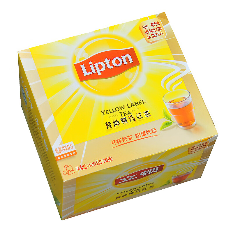 立顿 立顿红茶200袋400克立顿黄牌精选红茶包斯里兰卡袋泡 立 红茶200