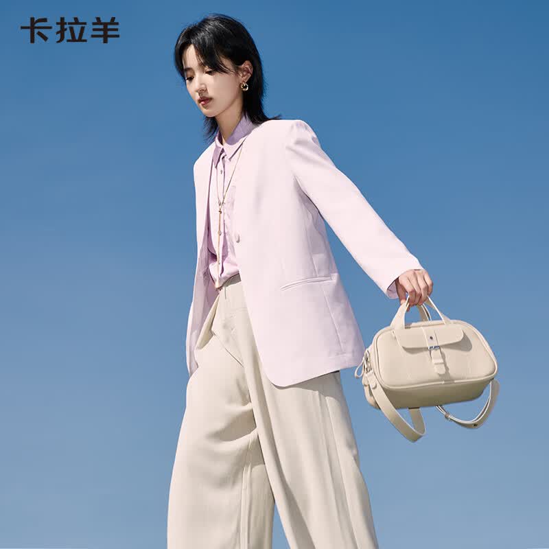 卡拉羊超轻防盗波士顿枕头包时尚单肩包包可斜挎可手提女包CX4029 摩卡棕（可拎可背多场景使用） 大包