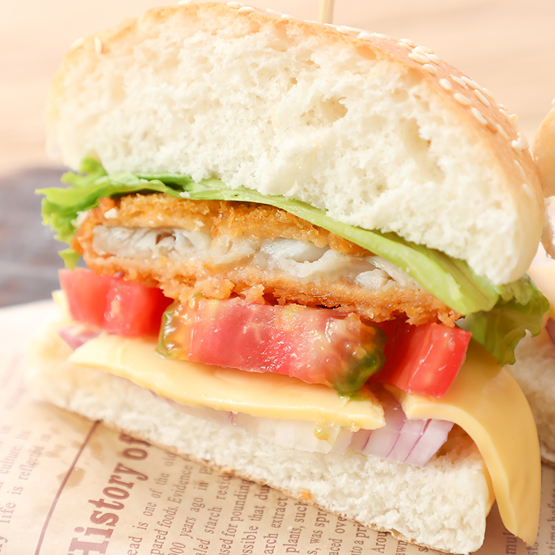 老闫家 亚洲鱼港鱼排原味鳕鱼排深海鳕鱼肉汉堡鱼排 鱼堡 70克* 24枚