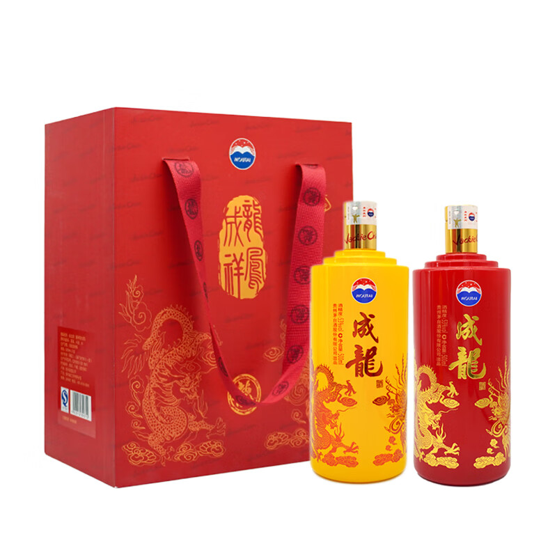 茅臺（MOUTAI）【2014年】貴州茅臺成龍酒龍鳳呈祥53度醬香型白酒2瓶禮盒裝 53度 500mL 2瓶 2014年成龍龍鳳呈祥