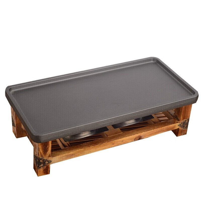 韵沐汐 烧烤保温盘加热炉商用木竹节陶板烤肉不粘烧烤盘铁板烧家用 平