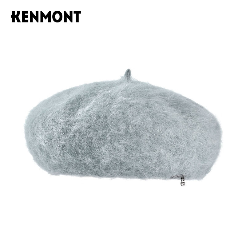 卡蒙(Kenmont)贝雷帽冬季兔毛帽子女可爱文艺毛绒帽子画家帽时尚蓓蕾帽日系9306 灰色 均码 可调节(57.5cm)
