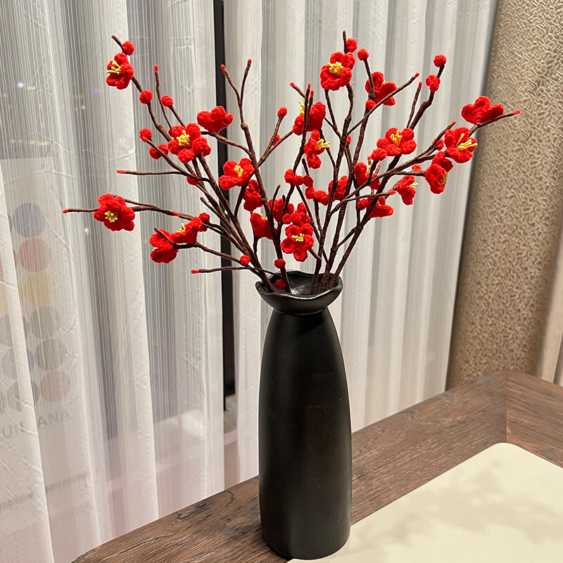 自己做手工花的材料全套  diy编织梅花花束材料包毛线勾花艺品自 梅花