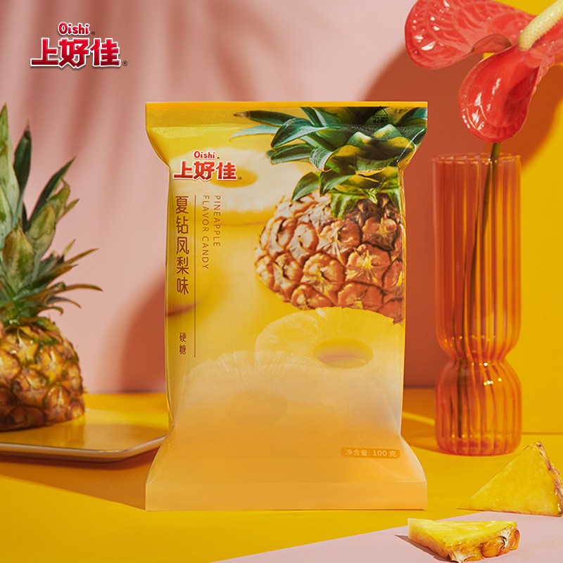上好佳 硬糖凤梨味 净含量 100g/袋 办公室糖果零食