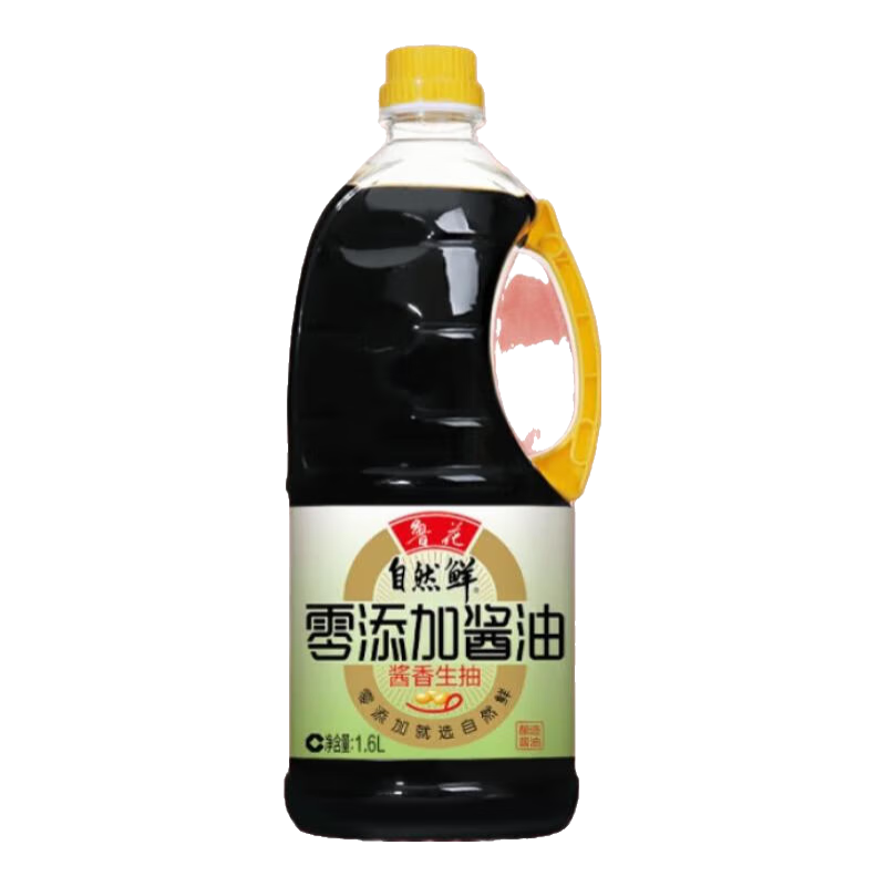 魯花自然鮮零添加醬油生抽1.6L 釀造生抽醬油 炒菜涼拌 火鍋蘸料 自然鮮零添加醬油生抽1.6L