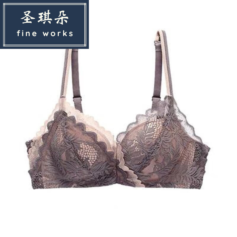 圣琪朵内衣一套女小胸平胸聚拢内衣小a不空杯无痕女 灰紫 70a