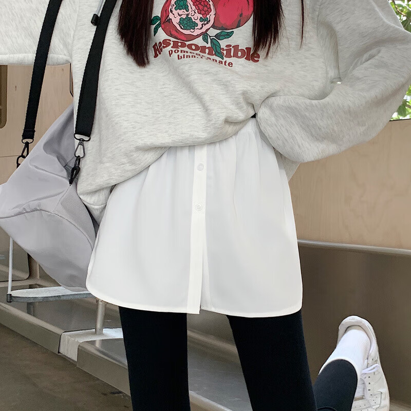 詩維絲汀白色半身裙屁簾女下擺內(nèi)搭疊穿打底神器秋冬季襯衫遮屁股半身短裙 白色 均碼