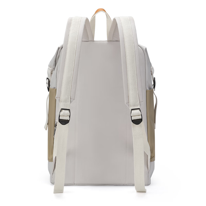 第九城 双肩包男女情侣款潮流背包多功能大容量电脑包韩版学生书包 卡其色