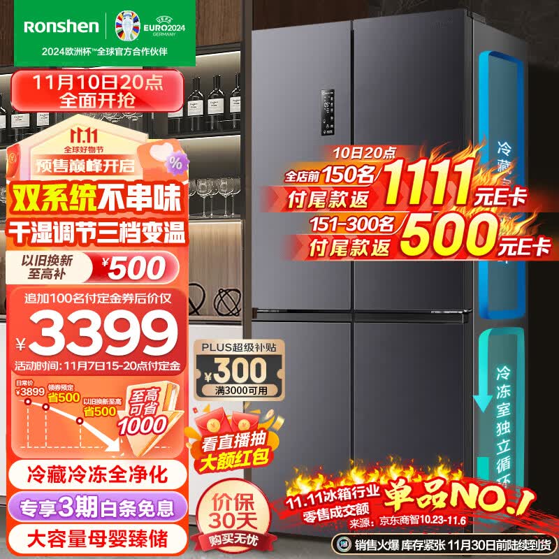 容声（Ronshen）【501升级款】离子净味Pro版 513升四开门十字对开冰箱家用变频一级能效BCD-513WD12FPA双循环怎么看?