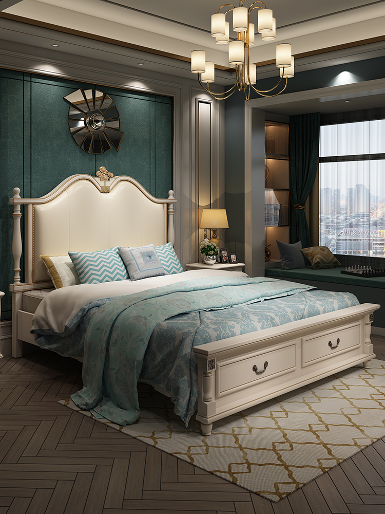 美式床主卧双人床实木床现代简约主卧室1.