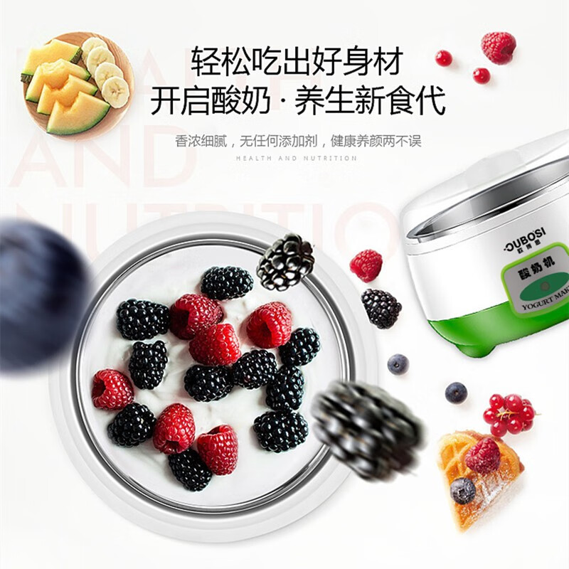 OUBOSI欧博思 酸奶机家用1L全自动不锈钢内胆奶酪机米酒机纳豆 酸奶机绿色-PA-10A