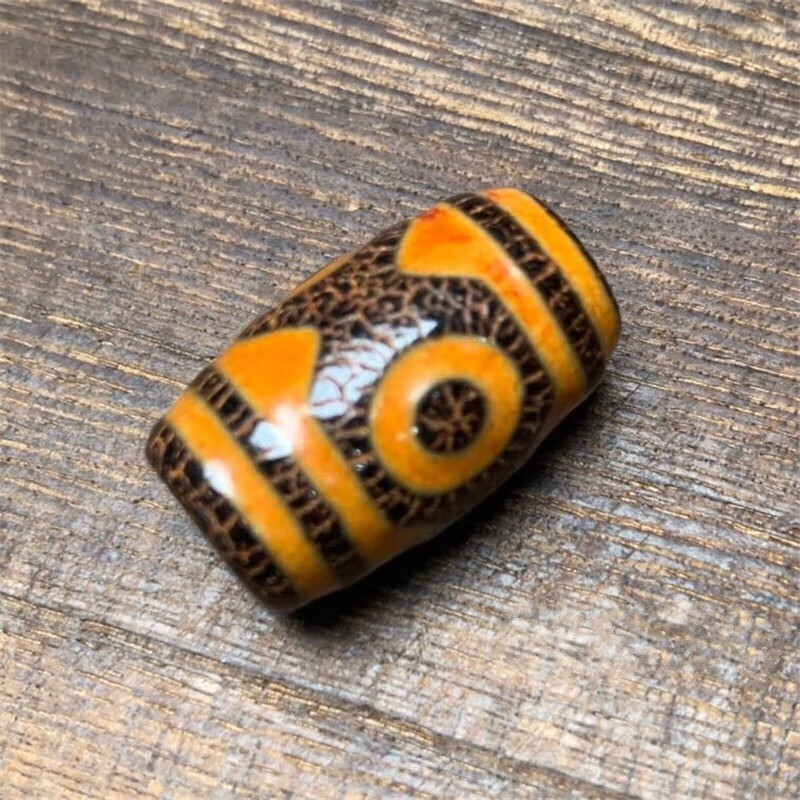 怀风 天珠三眼开片西藏至纯老矿西藏配饰 diy菩提佛珠手串顶珠腰 配珠