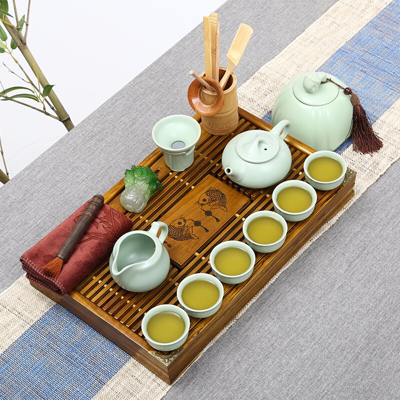 常生源汝窑开片茶具套装