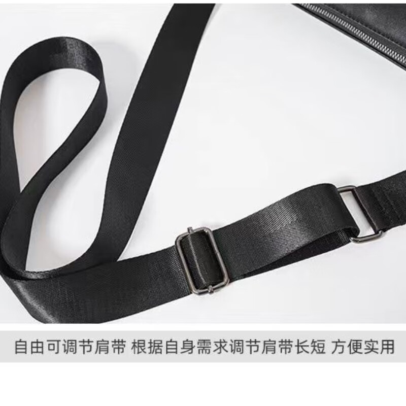 伊森单肩包男休闲男士斜挎包简约运动小背包软皮挎包圆筒包男包 黑色