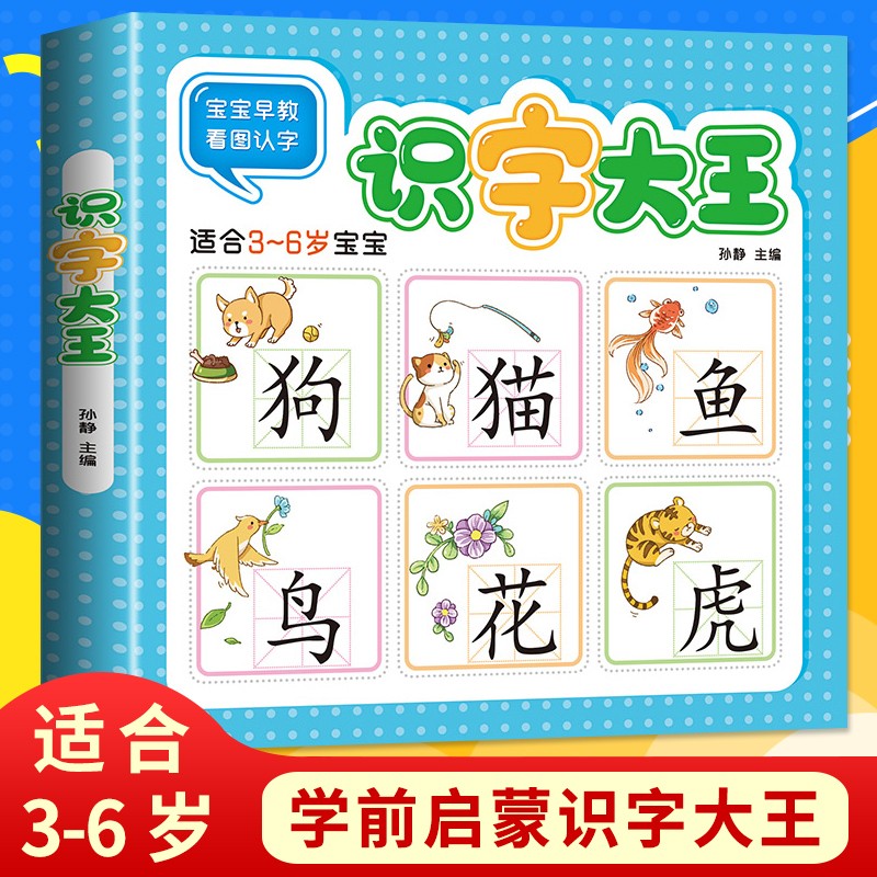 识字大王幼儿园入学准备学前班教材识字书拼音组词造句配图幼儿早教