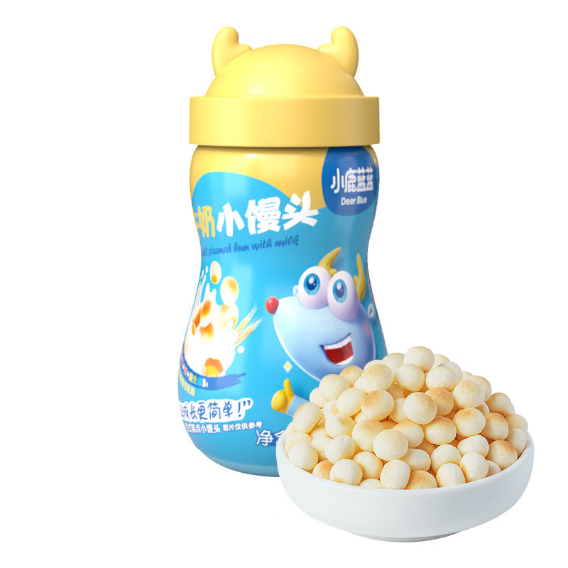 小鹿蓝蓝宝宝小馒头160g罐 宝宝零食奶豆磨牙糕点 【1罐】牛奶小馒头/160g