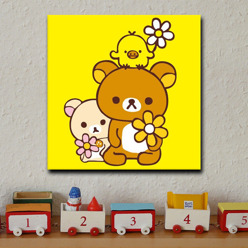 宿巢儿童数字画油彩画diy自绘填色卡通动漫小学生填充画手工 轻松熊