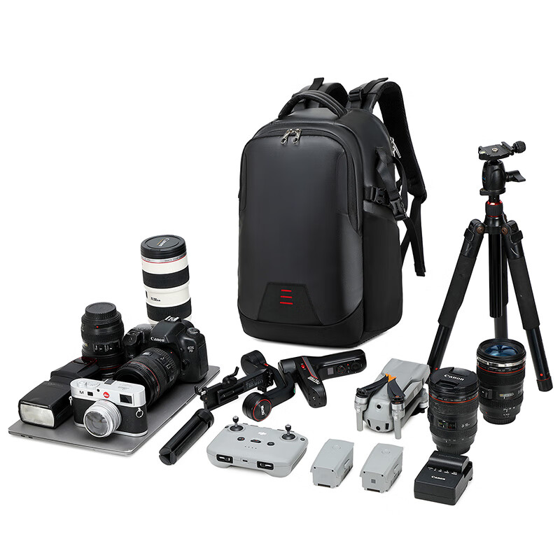 双肩多功能摄影包防水大容量专业单反相机包稳定器电脑无人机背包 黑色