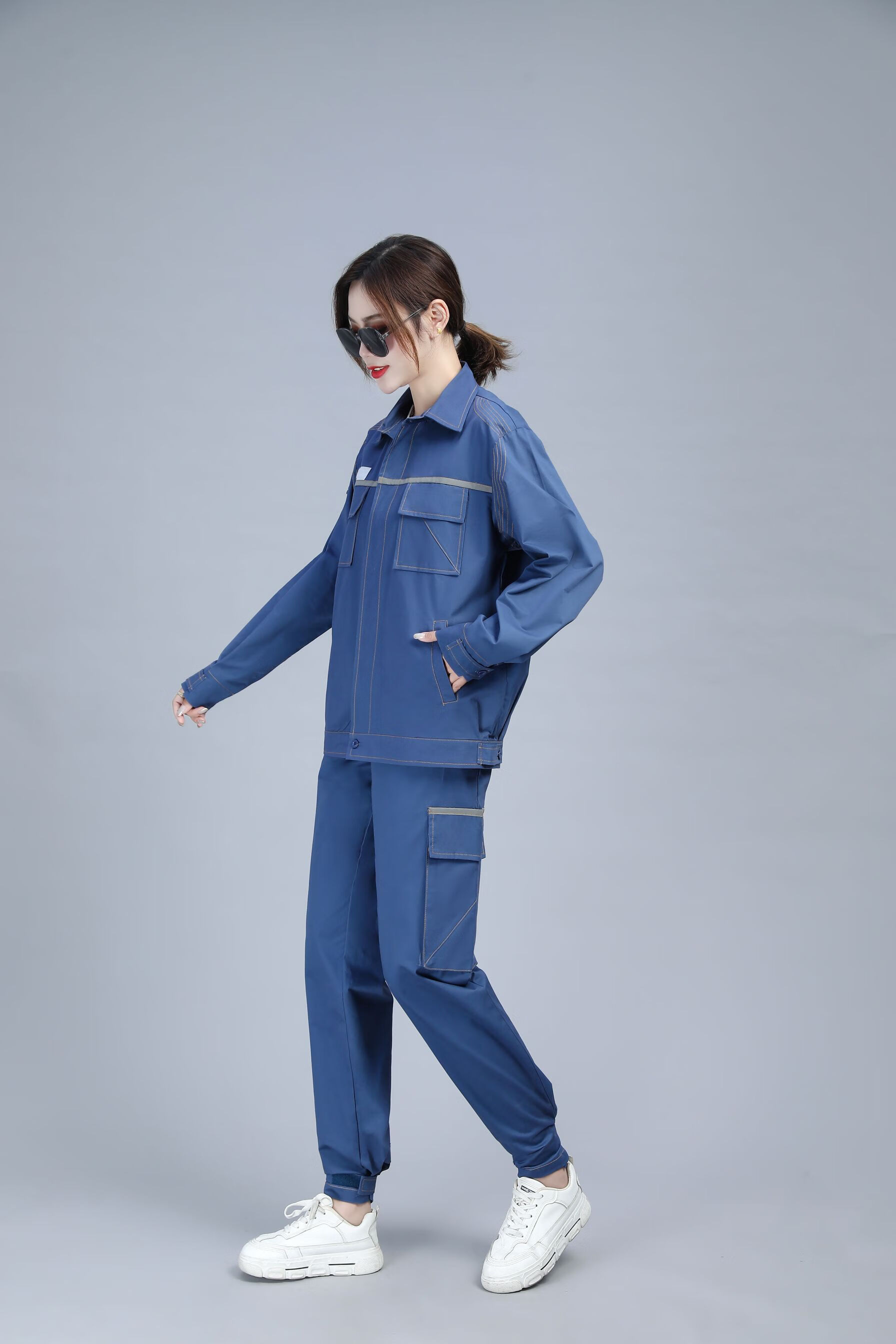 米诗德中国南方电网工作服套装夏季户外南网多口袋工装蓝色劳保服