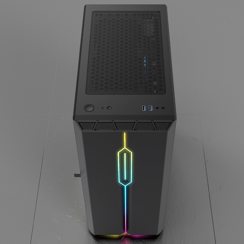 爱国者（aigo）YOGO M3 PRO 黑色 游戏鞋盒电脑机箱 ATX主板/360冷排/侧拉式钢化玻璃/5V3针主板同步