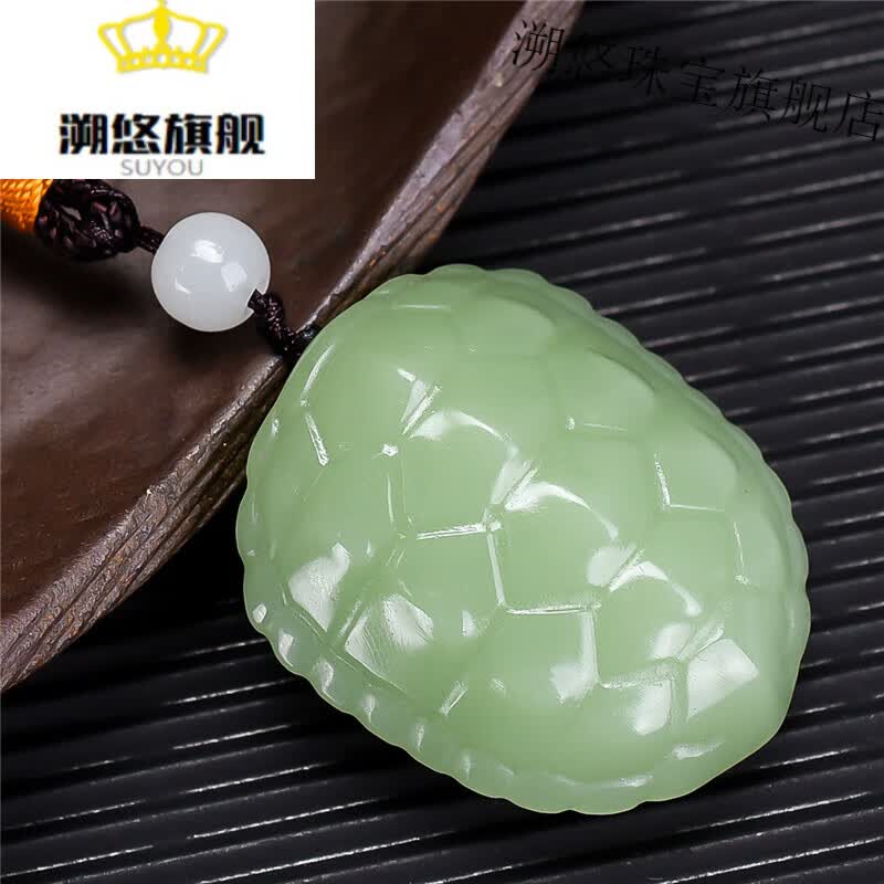 溯悠和田玉青玉富甲天下长寿龟壳玉石挂件项链糖玉龙龟吊坠车挂坠