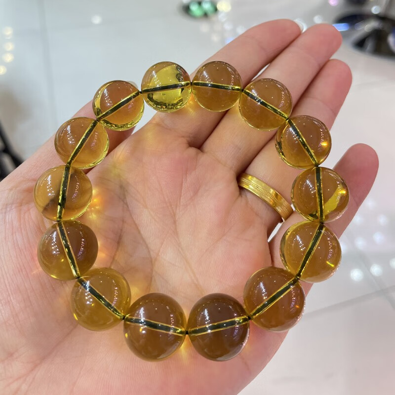 炫夏附证书天然琥珀墨西哥蓝珀手串高蓝净水圆珠琥珀手链送女友礼物