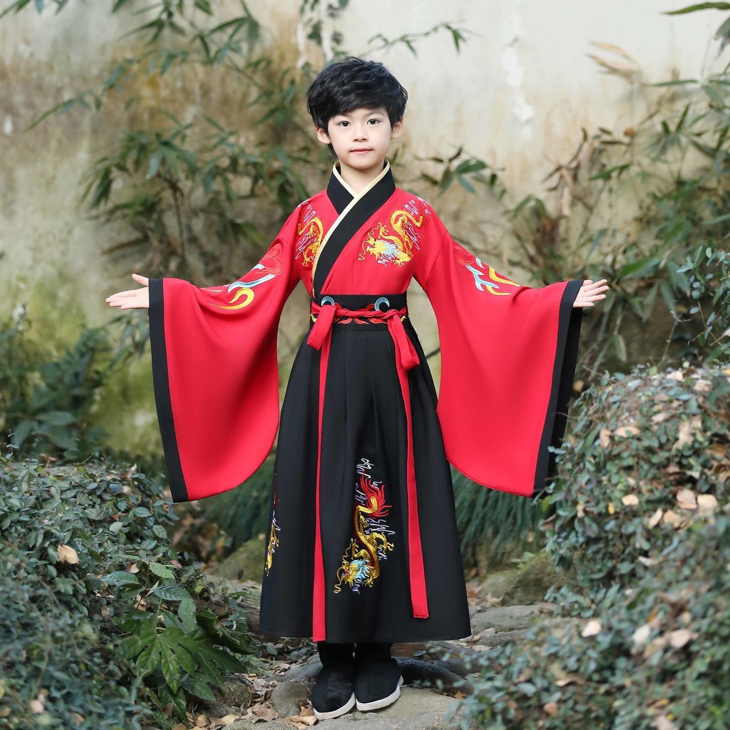 南糖三色古风汉服襦裙中国风童装新款儿童唐装宝宝男孩古装秋冬款
