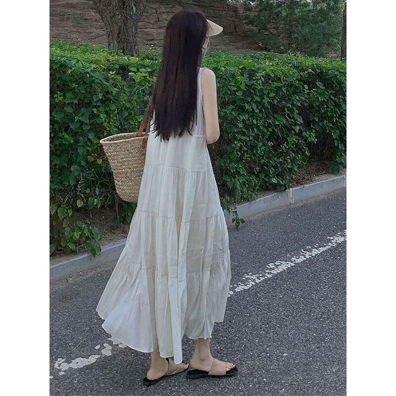 有恪夏天矮小个子沙滩裙长裙海边度假云南旅游白色吊带沙滩裙女夏季三