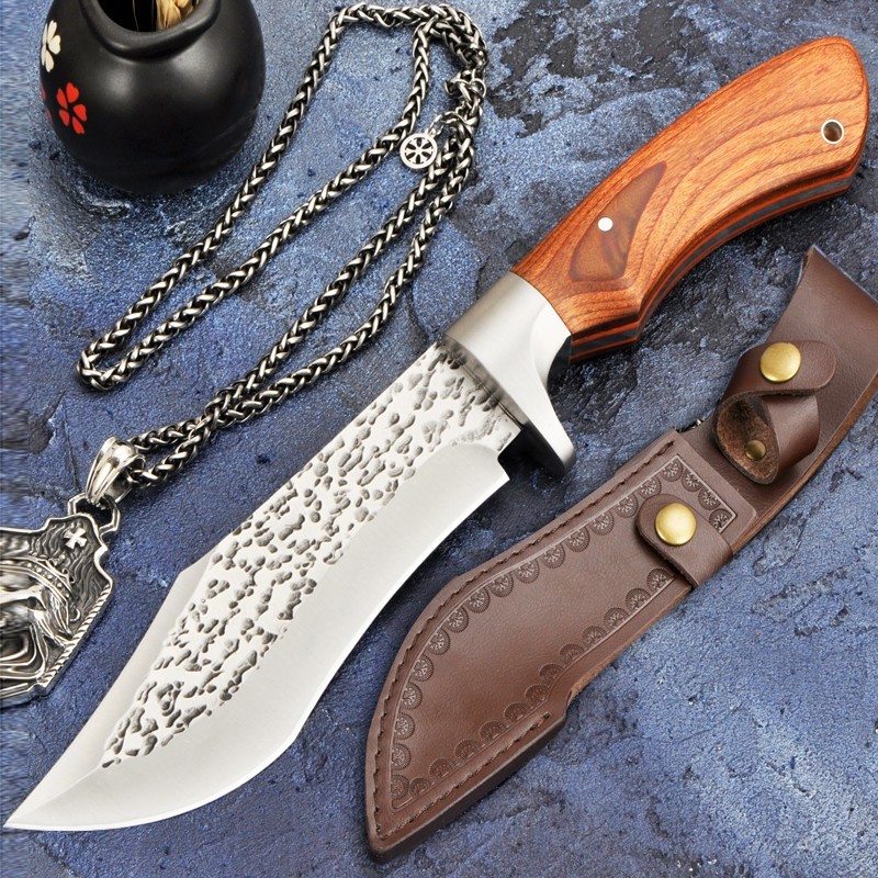 骑兵锻打高碳钢高硬度户外刀具小直刀锋利登山野营装备野外生存刀具