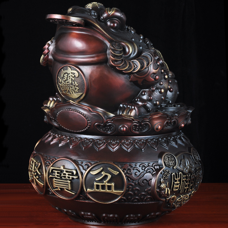 91招财金蟾摆件三足金蟾金蝉办公室装饰客厅酒柜工艺品店铺开业礼品