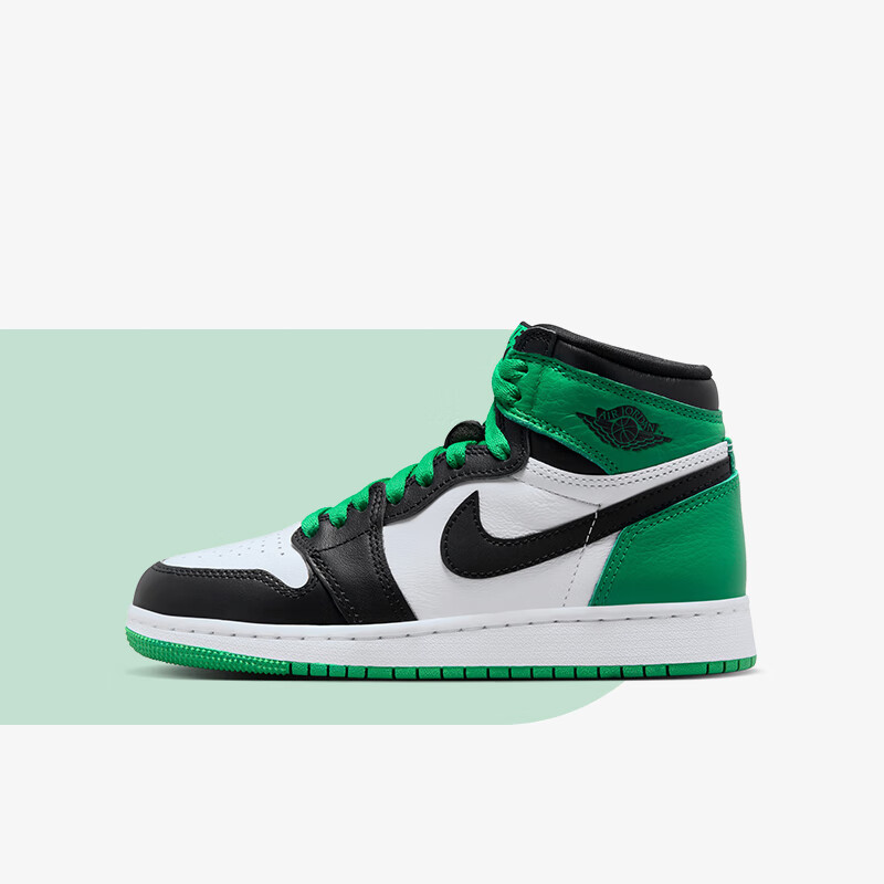 nike耐克air jordan 1 high gs aj1黑绿脚趾 大童/女子 高帮休闲板鞋