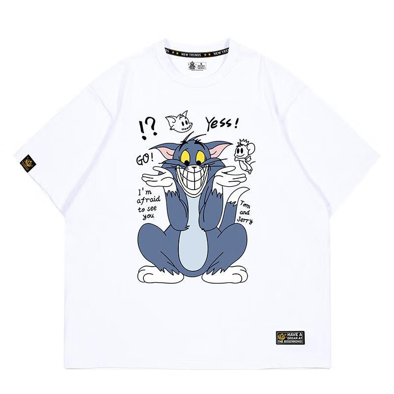 莲魁猫和老鼠衣服t恤春夏汤姆杰瑞鼠宽松情侣装花少北短袖 778246