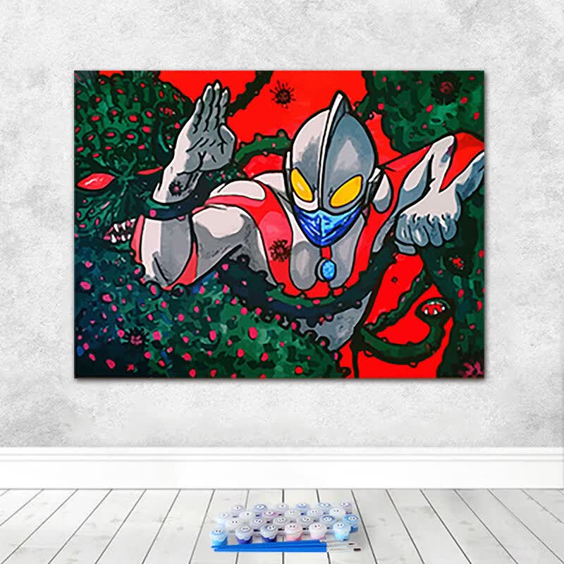 大画王卡通动漫奥特曼diy数字油彩画儿童节礼物手工礼品填色画装饰挂