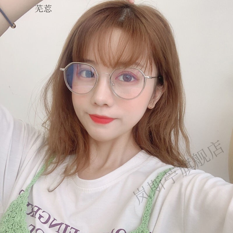 近视女有度数眼镜框女显瘦学生无度数平光镜 透金框 近视镜450度