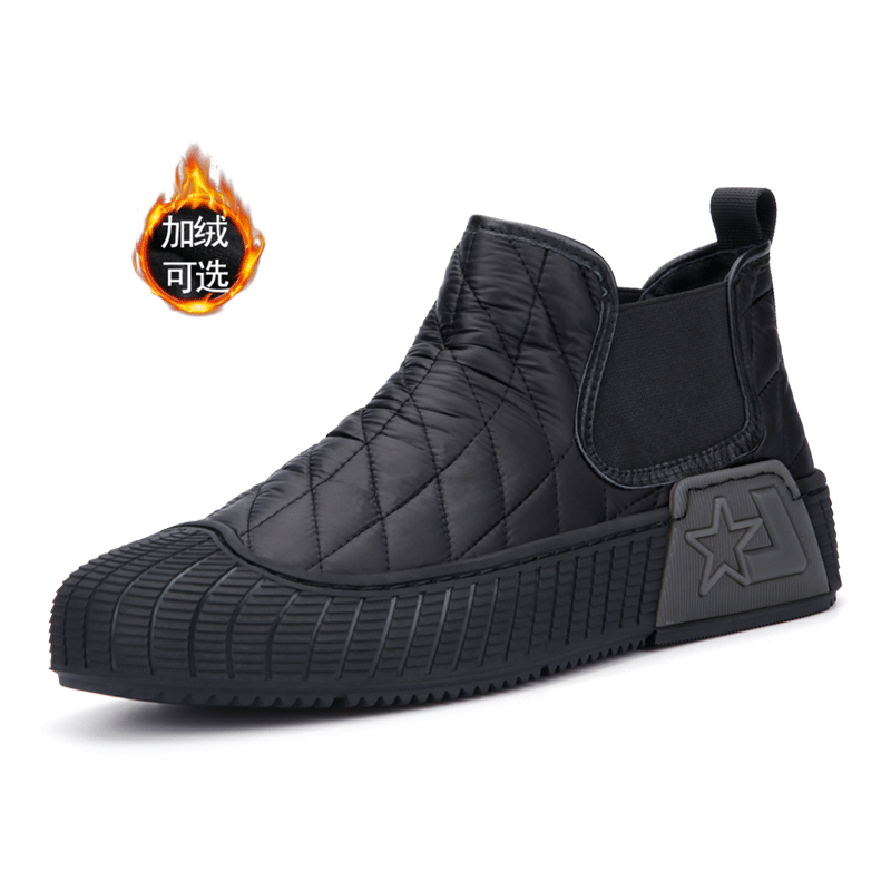 帕达索男鞋冬季新款布鞋百搭高帮板鞋潮黑色加绒保暖棉鞋男201102 201102加绒 41