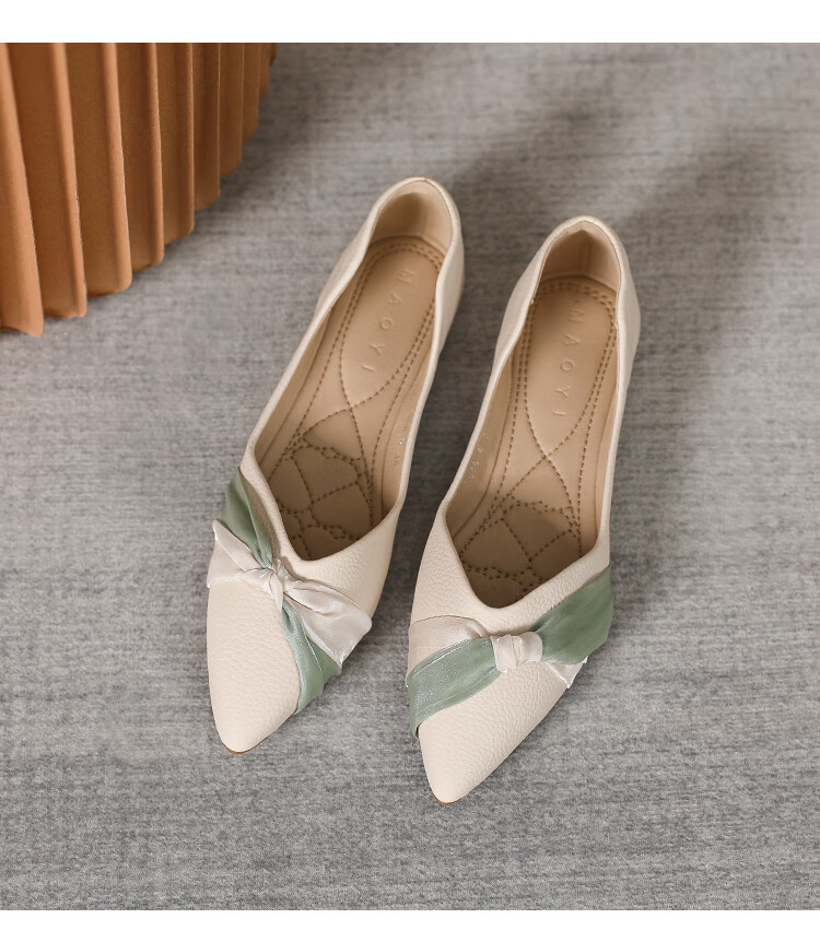 学子言特大码皮瓢鞋女鞋加大加肥女鞋41-45码尖头平底浅口软皮瓢豆豆