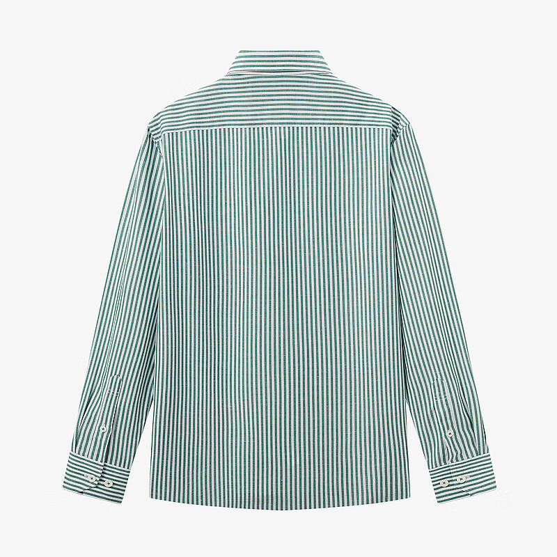 MAYOR男装秋季300支棉汉麻桑蚕丝易烫商务绿条长袖男衬衫 绿色 38